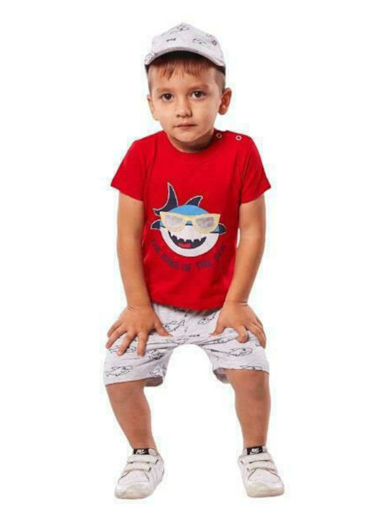 Hashtag Kids Set with Shorts Summer 3pcs Red