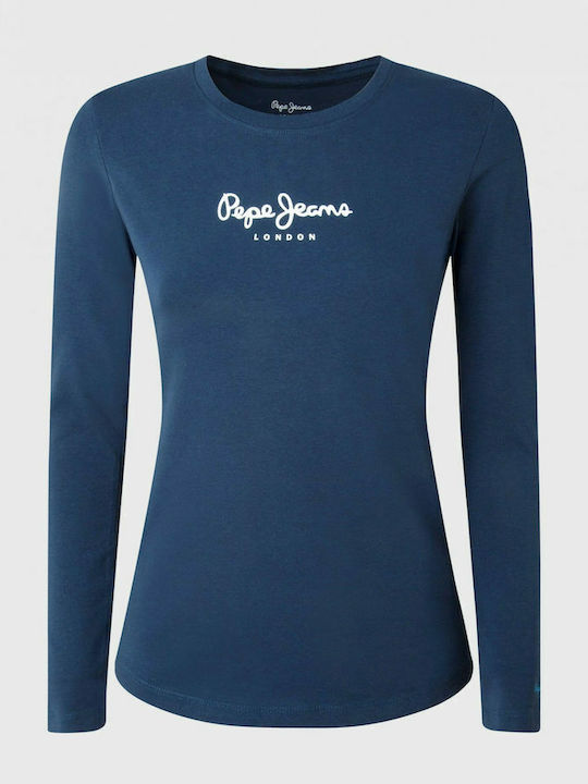 New Virginia Women's Blouse Cotton Long Sleeve Navy Blue