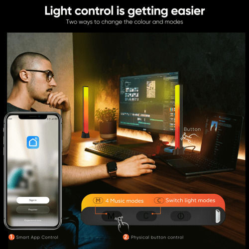 Elvhx Smart Dekorative Tischlampe Tuya Version LED RGB 2 Stück 30 cm