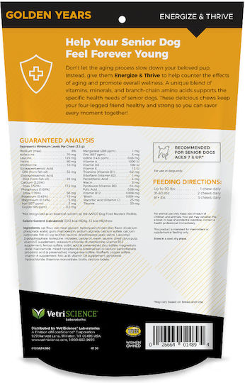 Vetriscience Golden Years-Energize & Thrive Multivitamine für Hunde für Energie und Anregung