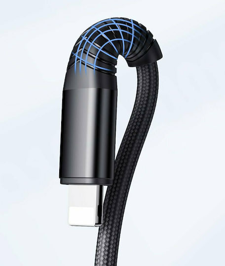 Joyroom S-1230G4 Braided USB to Lightning / Type-C / micro USB Cable Μαύρο 1.2m