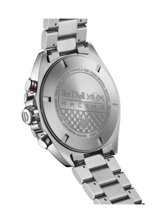 TAG Heuer Formula 1 X Red Bull Racing Ανδρικό Ρολόι 43mm Χρονογράφος Μπαταρίας με Ασημί Μεταλλικό Μπρασελέ