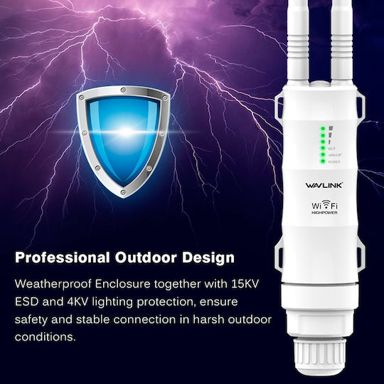 Wavlink WL-WN570HN2 Zugangspunkt Wi‑Fi 4 Einzelband (2,4 GHz) für Draußen Platzierung