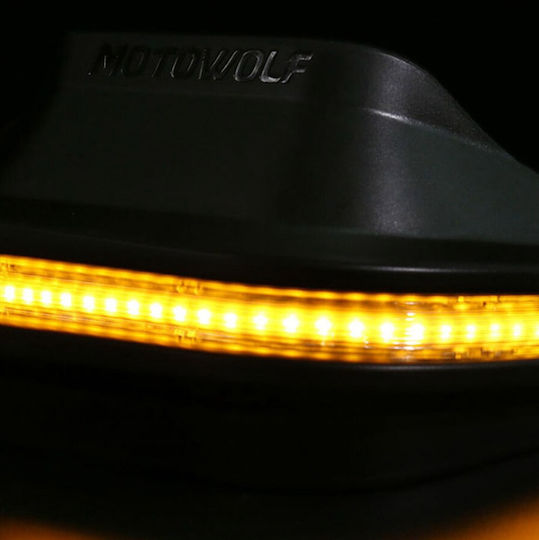 Motowolf Motorcycle Protective Hand Guards με Ενσωματωμένο Λευκό Φως & Φλας in Black Colour