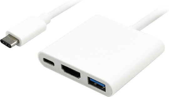 Powertech USB-C Docking Station με HDMI 4K PD Λευκό (PTH-038)