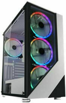 LC-Power Gaming 803W Lucid X Midi Tower Computer Case with Window Panel and RGB Lighting White