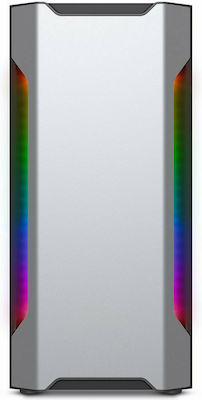 Supercase Da Vinci DA07A Gaming Midi Tower Κουτί Υπολογιστή με Πλαϊνό Παράθυρο και RGB Φωτισμό Ασημί