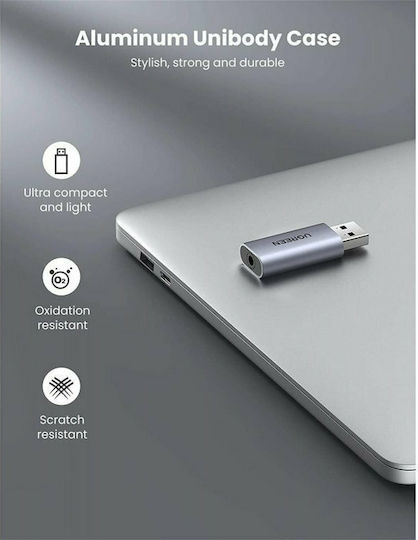 Ugreen CM383 Εξωτερική USB Κάρτα Ήχου σε Γκρι χρώμα