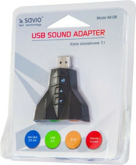 Savio AK-08 Εξωτερική USB Κάρτα Ήχου 7.1