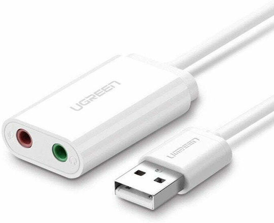 Ugreen US205 External USB 2.0 Sound Card White