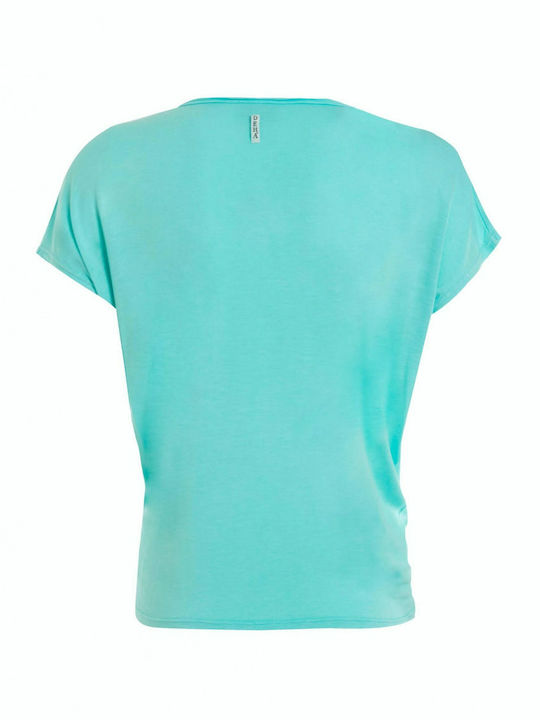 Γυναικείο Αθλητικό Crop Top Κοντομάνικο Τιρκουάζ Τιρκουάζ