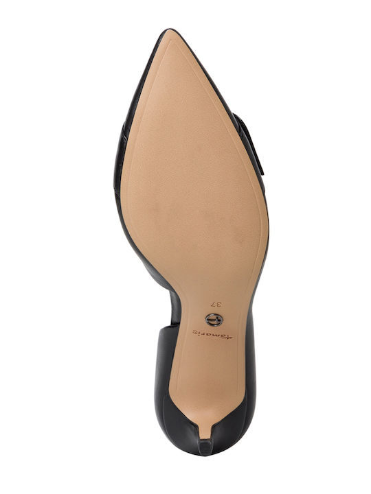 Leather Heel with Thin Medium Heel Black 1-22409-28 001