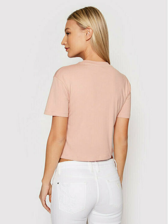 Guess Women's Summer Crop Top Cotton Short Sleeve Pink