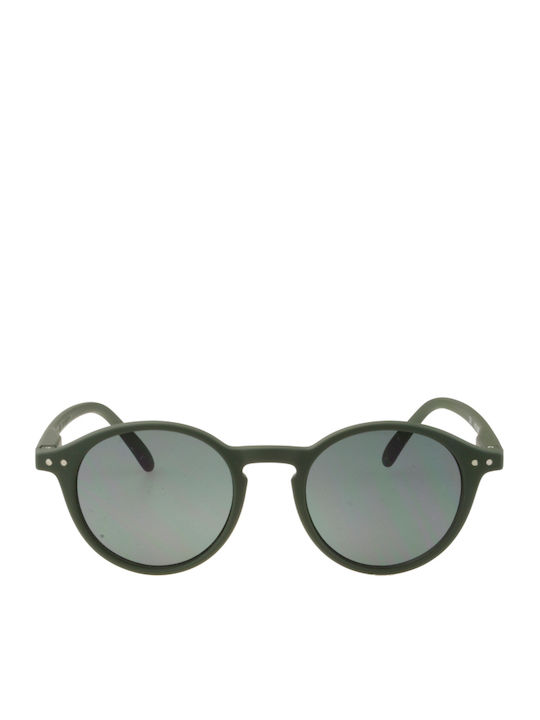 Izipizi Unisex Sunglasses with Green Plastic Frame and Gray Lens