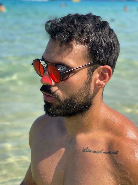 Olympus Sunglasses Achilles Unisex Γυαλιά Ηλίου με Μεταλλικό Σκελετό Red Black 01-001