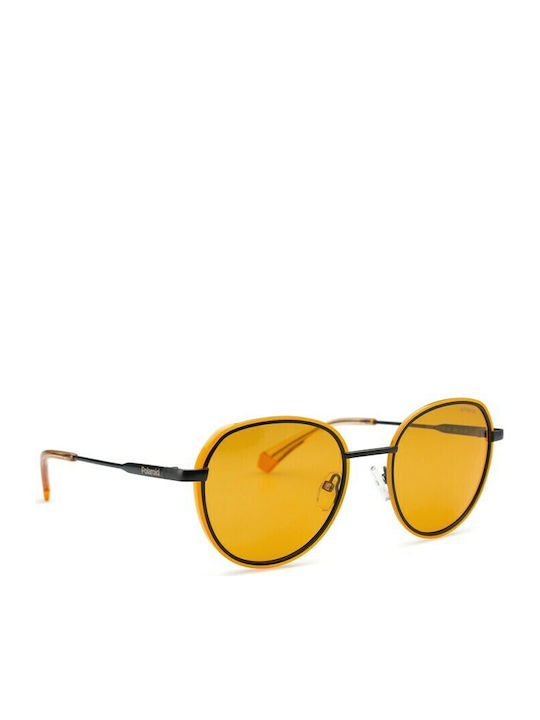 Polaroid Unisex Sunglasses with Black Metal Frame and Orange Polarized Lens PLD6114/S 40G/HE