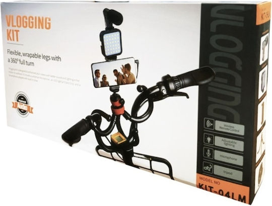 Vlogging Kit 04LM Handy-Stative Bluetooth mit Aufhelllicht Schwarz