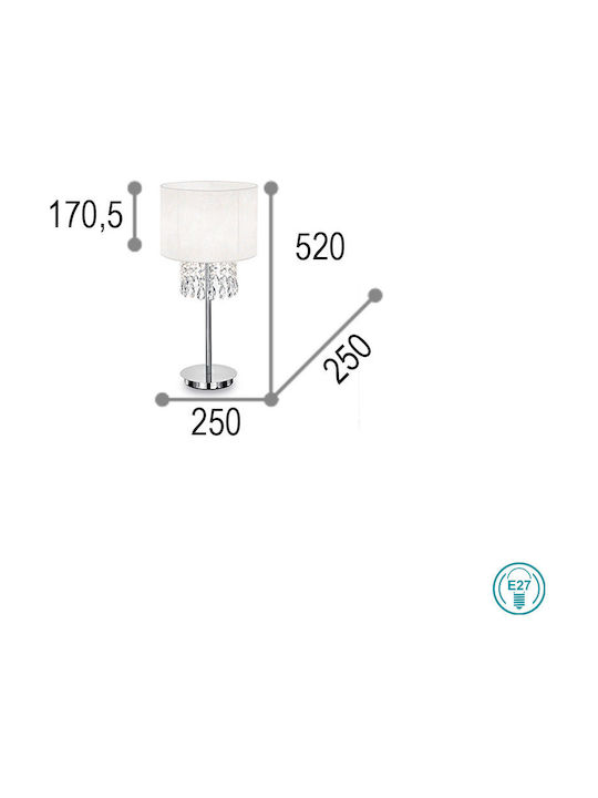 Ideal Lux Κρυστάλλινο Πορτατίφ για Ντουί E27 με Ασημί Καπέλο και Βάση