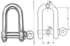 Marine-Schlüssel des Bootes "D" Inox A4 4mm - "D" Inox A4 4mm