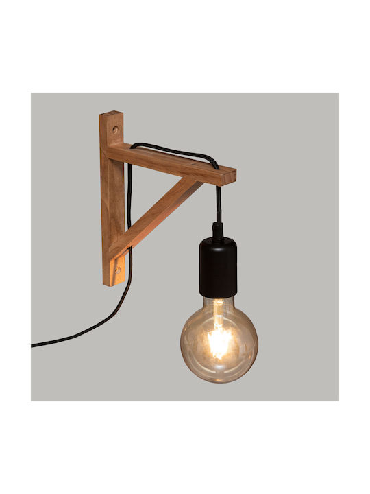 Atmosphera Wild Classic Wall Lamp with Power Outlet and E27 Socket Brown 19x19x3cm