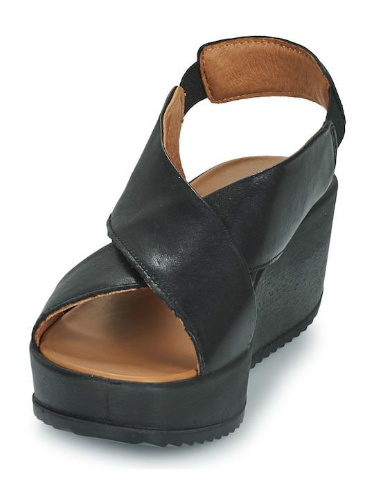 Women's Leather Platform Shoes Black
