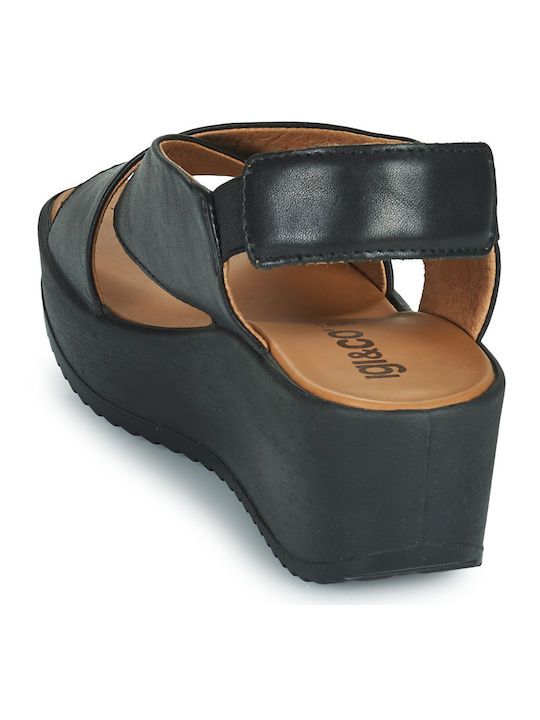 Women's Leather Platform Shoes Black