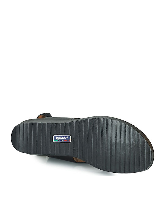 Women's Leather Platform Shoes Black