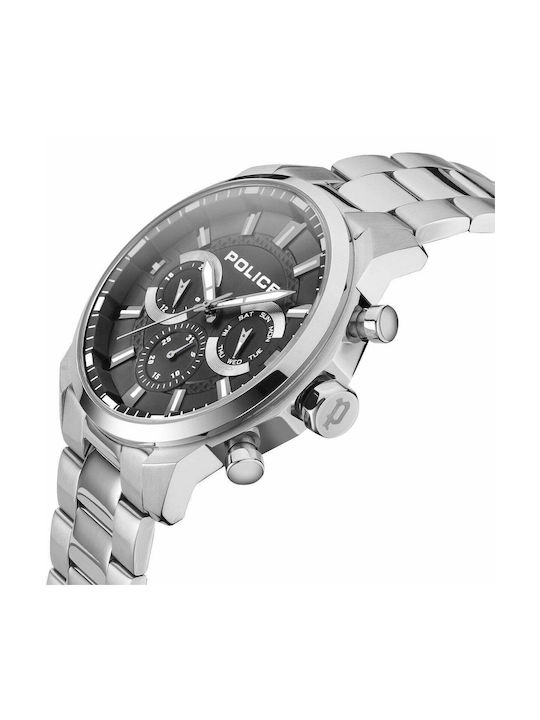 Police Menelik Watch Chronograph Battery with Silver Metal Bracelet