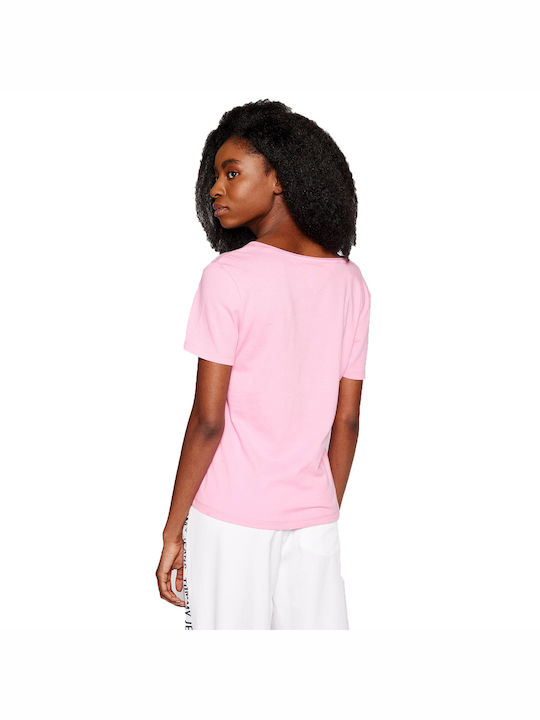 Tommy Hilfiger Γυναικείο T-shirt Fresh Pink με Λαιμόκοψη V