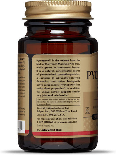 Solgar Pycnogenol 30mg Special Food Supplement 30 Vegetable Capsules