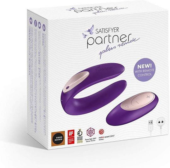 Satisfyer Double Plus Mini Δονητής για Ζευγάρια με Απομακρυσμένο Έλεγχο 9cm Μωβ