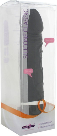 Seven Creations Silicone Classic Vibe Slim Veined Ρεαλιστικός Δονητής 18cm Black