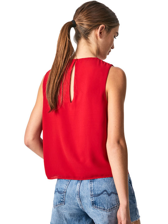 Pepe Jeans Women's Blouse Sleeveless Red