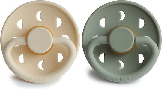 Frigg Moon Pacifiers Rubber with Case CreamSage for 6-18 months 2pcs