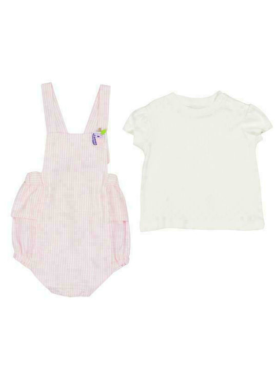 Evita Set Baby Strampler Ärmellos mit Hose Rosa