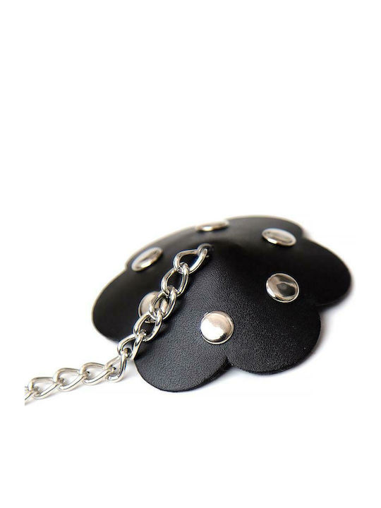 Fetish Addict Self-Adhesive Flower Shaped Nipple Cover With Chain Black