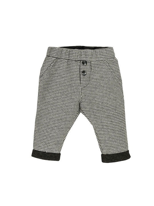 Pantaloni de trening pentru copii bej cu carouri EMC BZ6584 pentru băieți (9-18 luni)