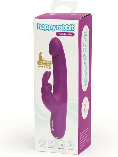 Happy Rabbit Realistic Slim Vibrator Kaninchen 22.8cm Purple