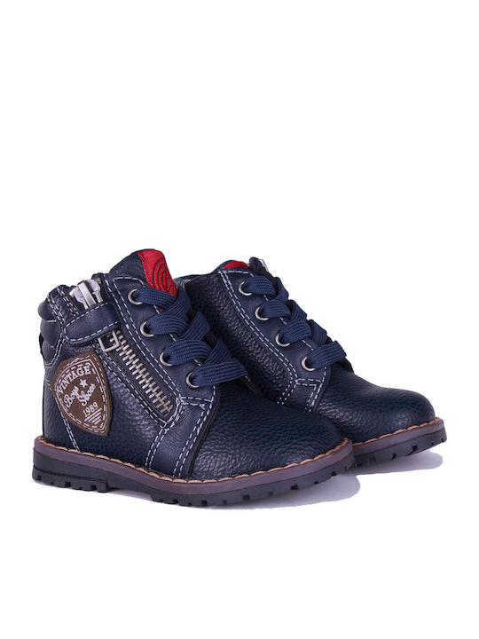 Bacio & Bacio Kids Military Boots with Zipper Blue