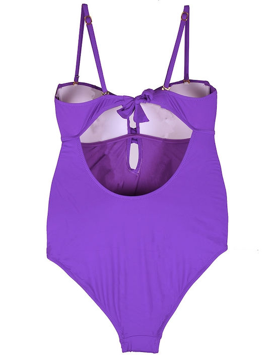 Costum de baie dintr-o bucată cu întăritură violet Violet Violet