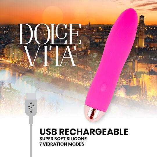 Dolce Vita Rechargeable Vibrator Four Vibrator Geschoss 13cm Pink