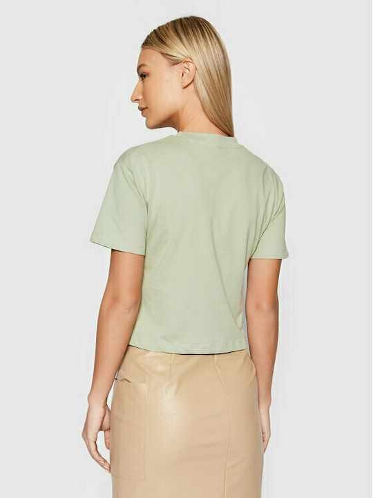 Guess Women's Summer Crop Top Cotton Short Sleeve Light Green