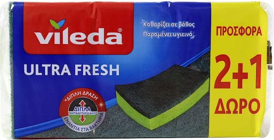 Vileda Kitchen Sponge for Dishes Green Ultra Fresh 3pcs