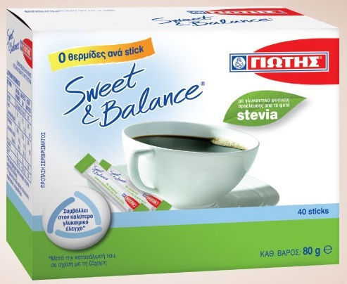 Giotis Sweet & Balance Stevia Pulbere 40 Bastonase