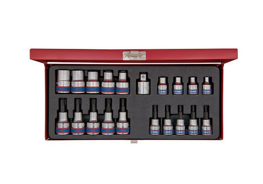 King Tony Socket with Motor Torx and Socket 3/8'', 1/2'' Set 20pcs