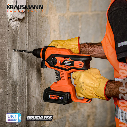 Krausmann Impact Demolition Hammer Battery 20V 1x4Ah with Chuck SDS Plus U98020-14SΒ