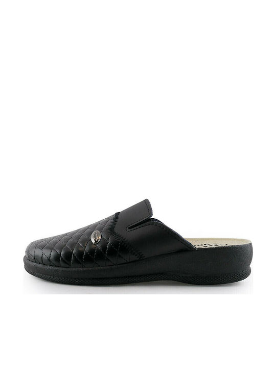 Dicas Damen Leder Anatomisch Clogs Schwarz