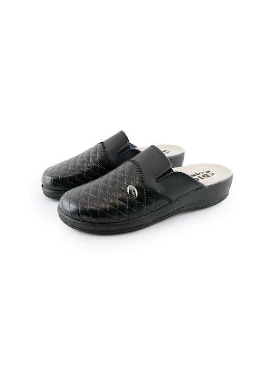 Dicas Leder Anatomisch Clogs Schwarz