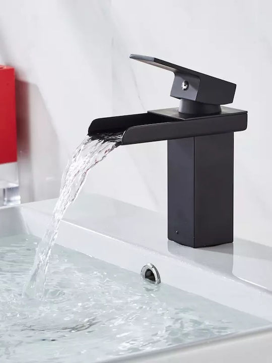 PO24 Mixing Waterfall Sink Faucet Black