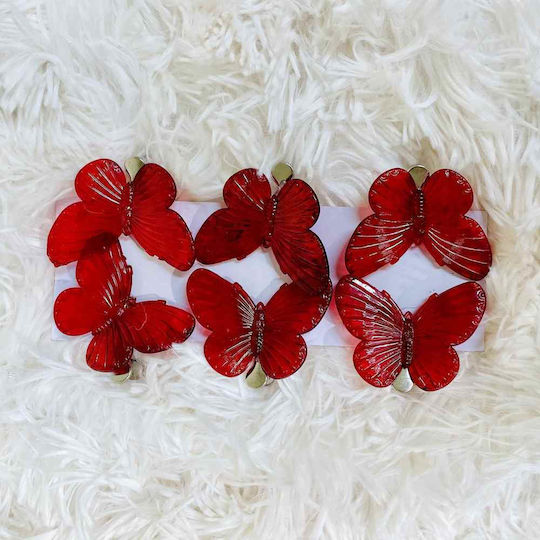JK Home Decoration Великденска Пеперуда Червена Комплект 6 Бройки
